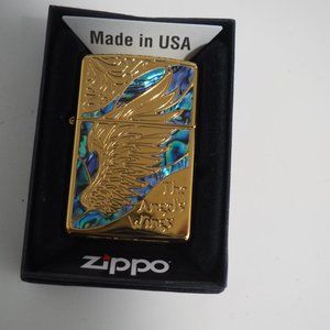 Gorgeous Brass Inlay Shell The Angel's Wing Lighter